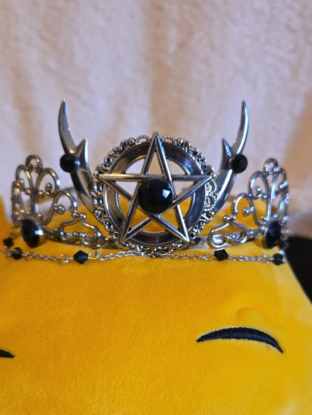 Spirit Silver Tiara with Black Gem Pentagram